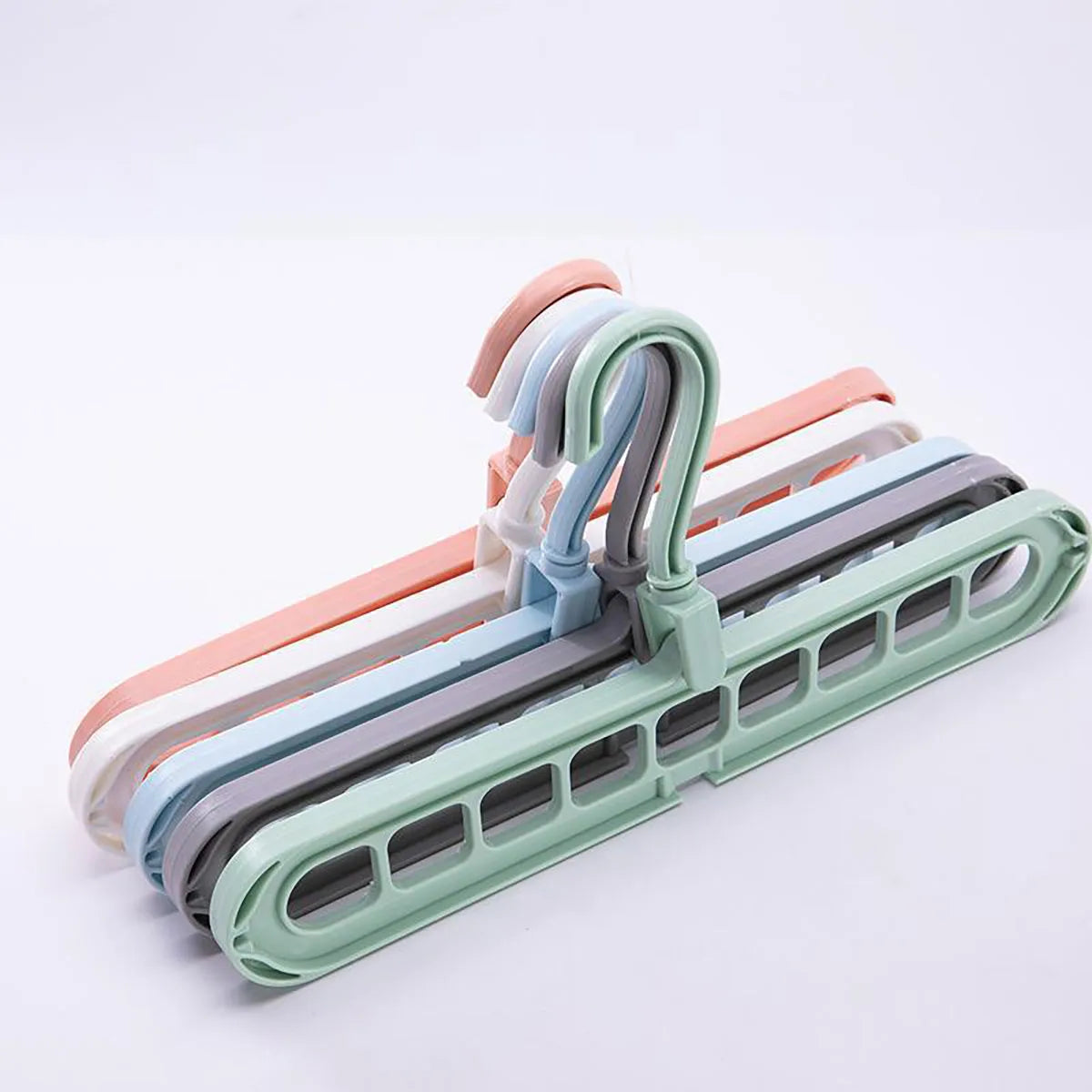 3pcs, Plastic 9-Hole Foldable Hangers, Heavy Duty Space Saving Clothes Organizer Hangers, For Room, Closet, Wardrobe, Home & Dor